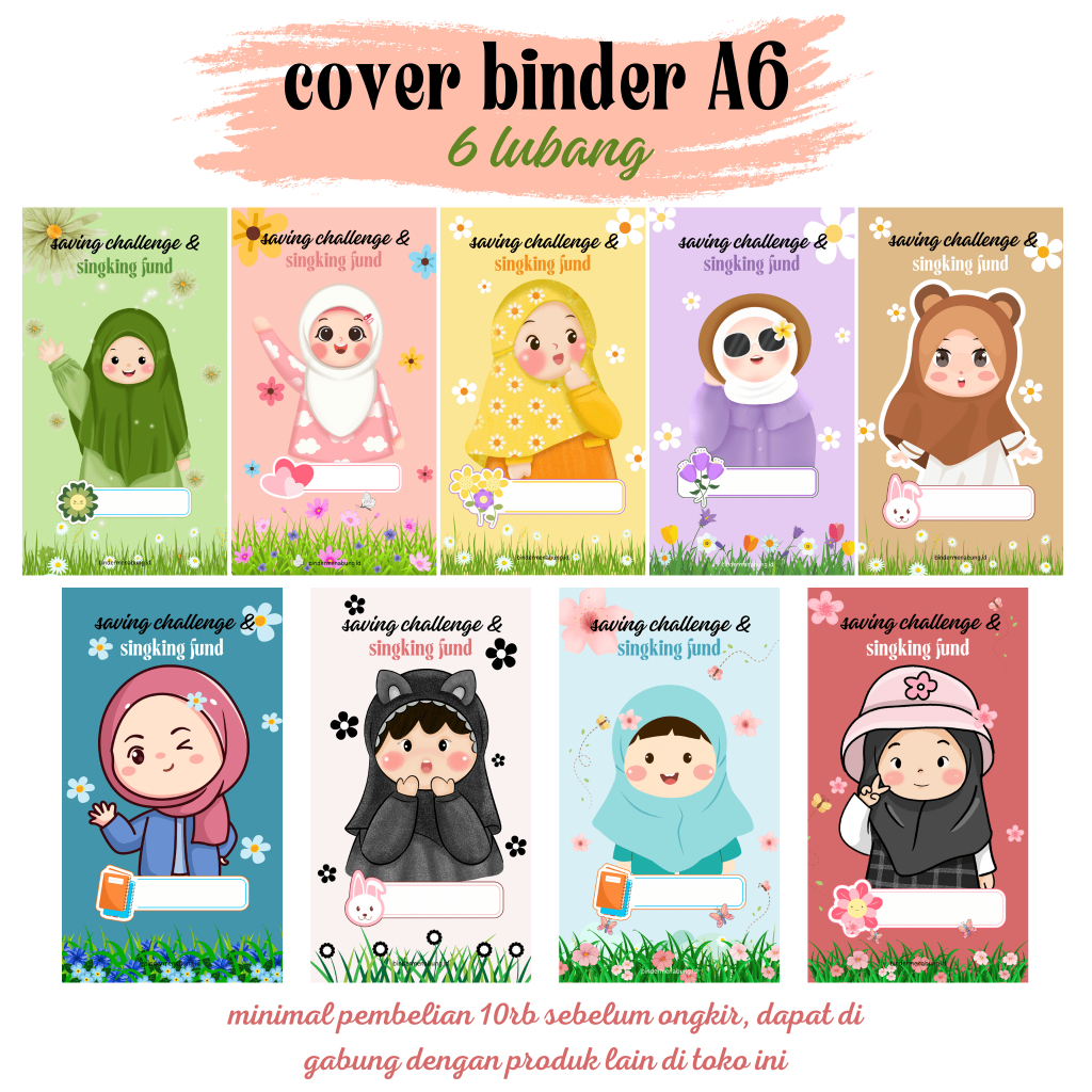

Cover Binder A6 super cute Tebal|Kertas Budgeting|Kertas Menabung A6| loose leaf 200gsm 6 hole