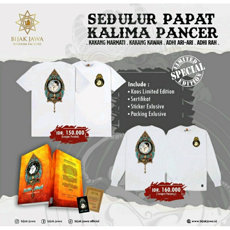 Kaos Bijak Jawa SEDULUR PAPAT warna putih