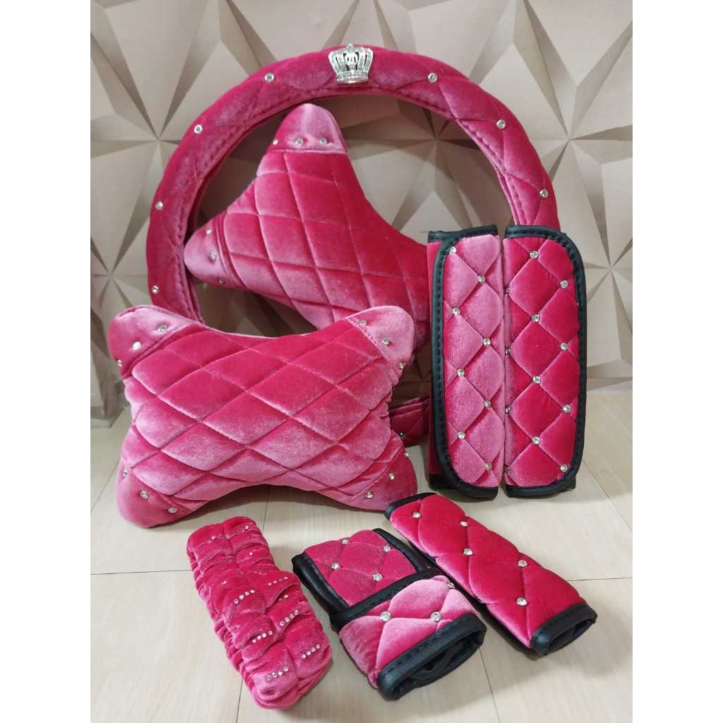 Set Aksesoris Mobil Pink Fanta Brudu 8 Item