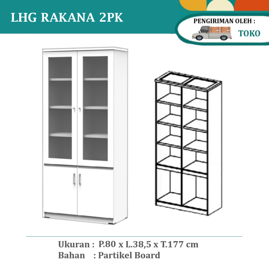 Lemari Buku Rak Buku Lemari File Lemari Pajangan Serbaguna  LHG RAKANA 2PK / LH CLEO