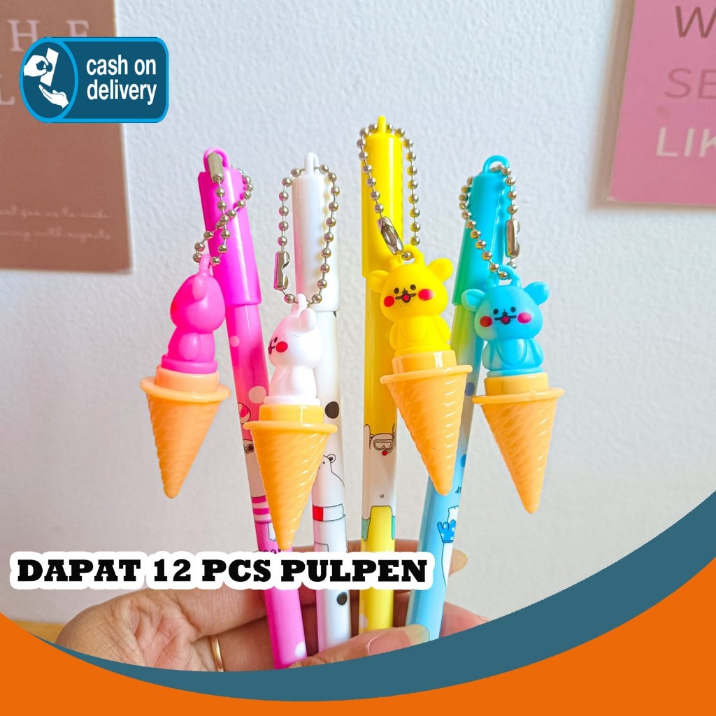 

12 PCS PULPEN GANTUNGAN ICE CREAM BERUANG V2 ES KRIM BEAR PEN PENA BOLPEN BOLPOIN ANAK LUCU ALAT TULIS KANTOR SEKOLAH MURAH TERMURAH COD