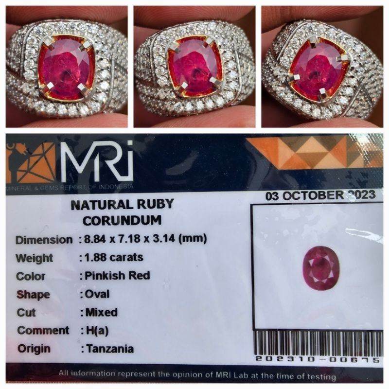 Natural Ruby Tanzania Top Luster Memo 1.88 crt