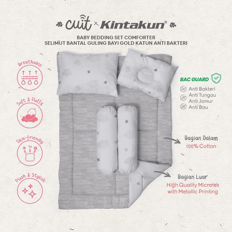 PRELOVED CUIT x Kintakun Baby Bedding Set Comforter Selimut Bantal Guling Bayi Gold Katun Anti Bakte