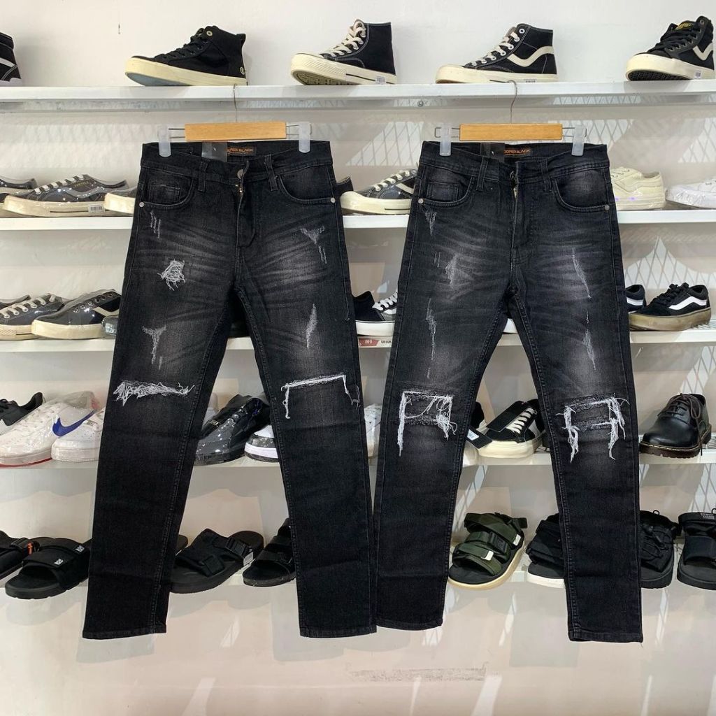 Celana Jeans Panjang Black Viper / Ripped Jeans