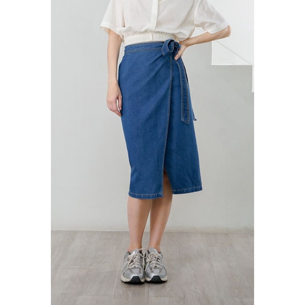 JOVIA WRAP SKIRT DENIM KV