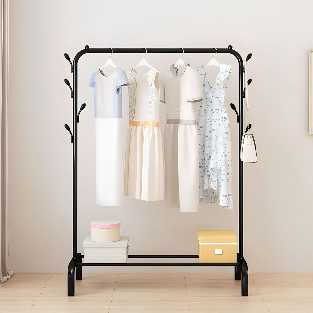 (BLACK) Big Stand Hanger Gantungan Baju Distro Portable Standing Hanger Gawang Baju Display