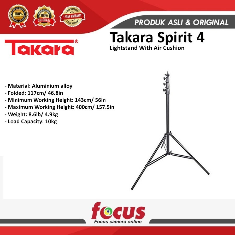 Takara Spirit 4 Lightstand With Air Cushion / Stand Lampu LED Studio