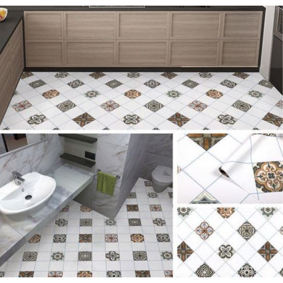 Wallpaper Lantai Stiker Dinding Motif Batik Wallpaper Kamar Mandi Tahan Air Bahan Tebal