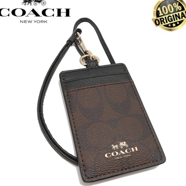 

Lanyard ID Coach In Colorblock Signature Canvas ID Mahogany 100% Original