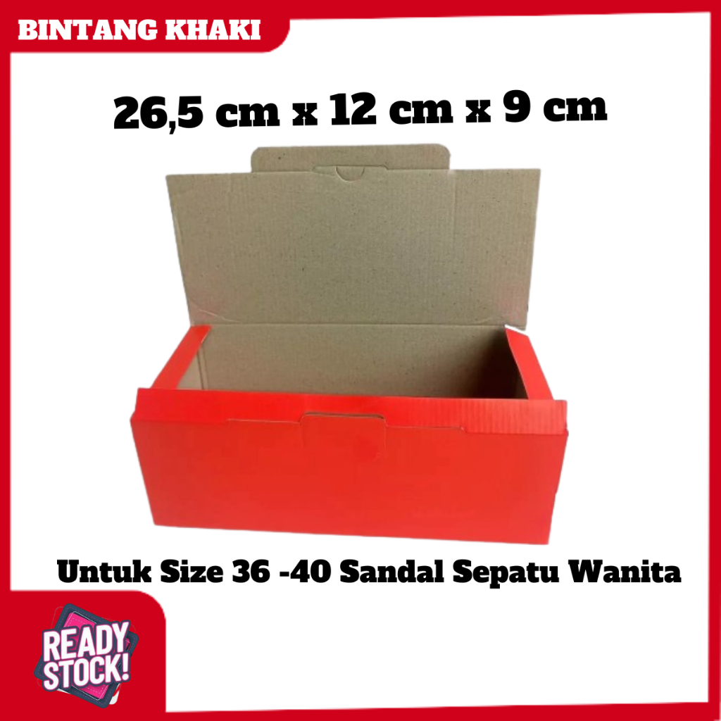 

Bintang Khaki | Kardus Sepatu Sandal Polos Kosong Warna Merah ukuran 36 40