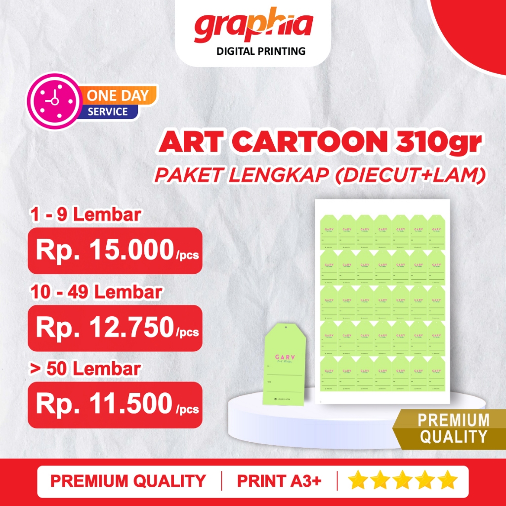 

< PAKET LENGKAP > !! Print Art Cartoon 310gr + Die Cut + Laminasi Glossy / Doff A3+