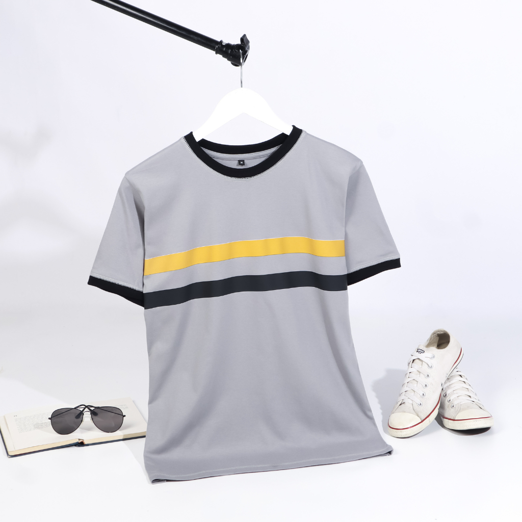 Baju Kaos Light Grey Pria Terbaru 2024 Mewah Merk Brofash Cotton Combed 24s/ Baju Kaos Pria Lengan P