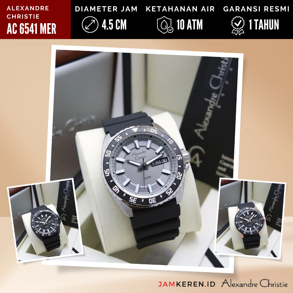 Jam Tangan Pria Alexandre Christie 6541 AC6541 AC 6541 MC Tali Karet
