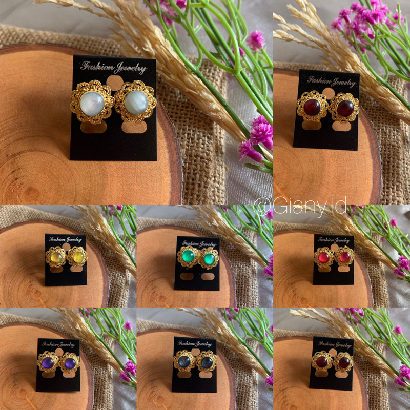 Anting Alpaka Mawar bulat/Anting bali/Aksesoris bali