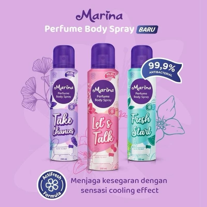 Marina Parfume Body Spray 150ml/Parfum Badan/Pengharum