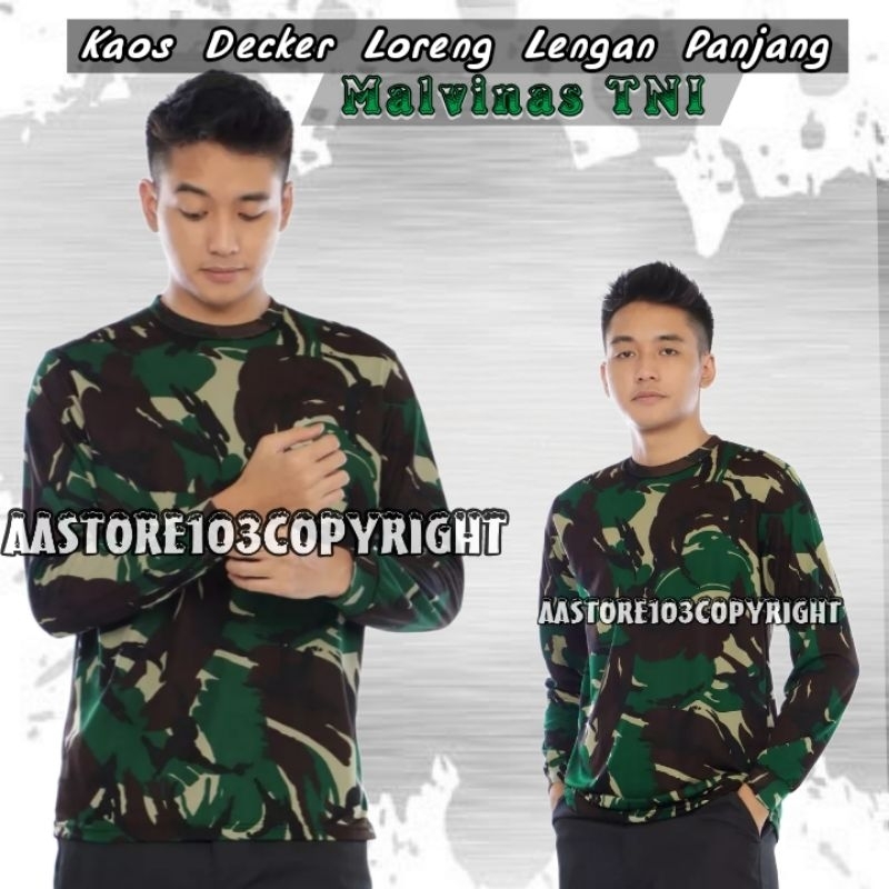 Kaos Loreng Malvinas Lengan Panjang - Kaos TNI - Kaos Loreng Army