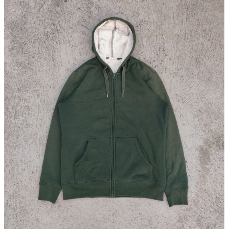 Hoodie Uniqlo Sherpa Hijau