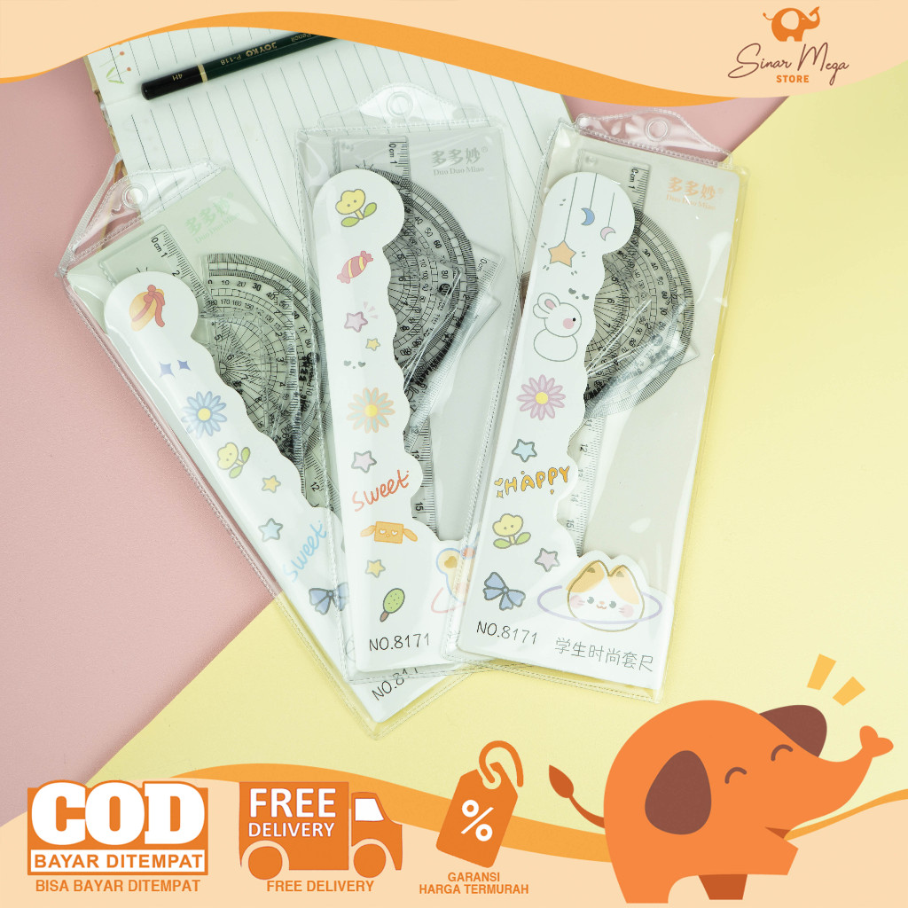 

Fancy Penggaris Set 20cm 8171 Alat Ukur Set / Student Math Set / Penggaris Busur Set
