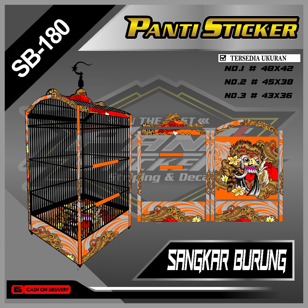 [ COD ] Sticker Aksesoris Sangkar Ebod Desain Motif BARONG - Decal Kotak Burung Lovebird Love Bird