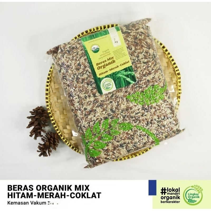 

Beras Organik Mix Hitam Merah Coklat 1 kg Lingkar Organik