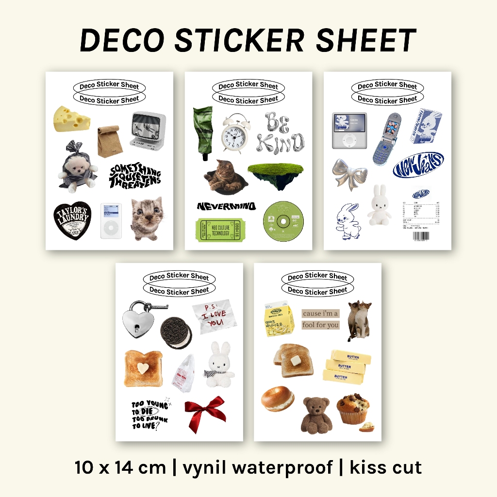 

Deco sticker, y2k sticker, korean ins sticker, aesthetic sticker, journaling