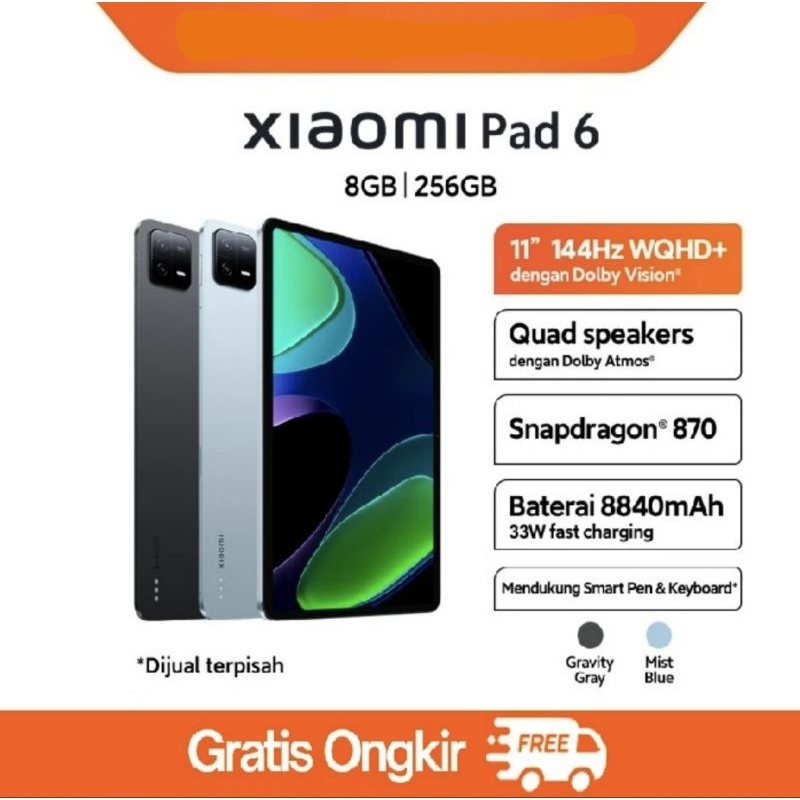 Xiaomi Pad 6 [8/256GB] Snapdragon 870 Garansi resmi