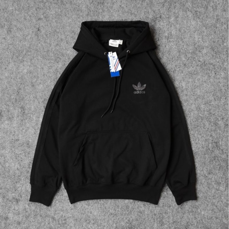 Hoodie Jaket Sweater Adidas Stripe Basic Black Fulltag Label