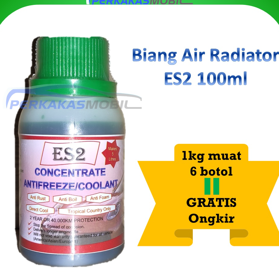 Terkini ES2 Konsentrat Biang Air Radiator Hijau Coolant Mobil Motor Truk Stok Banyak