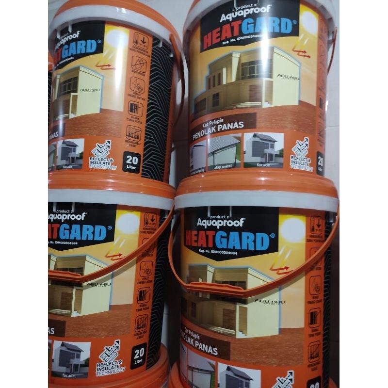 HEATGARD HEAT GARD PELAPIS BOCOR TAHAN ANTI PANAS AQUAPROOF 20liter 20 liter pail pel abu abu putih 