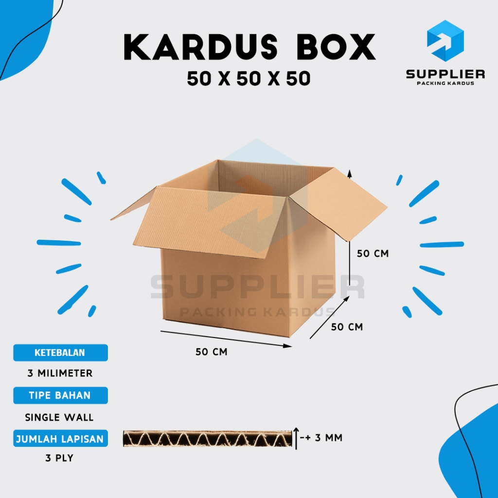 

Kardus Karton Box Pindahan, SINGLEWALL 50x50x50, Box Polos