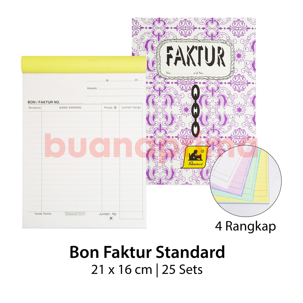 

Bon Faktur Rangkap 4 ply Besar Tegak Standard Buku Nota Kontan