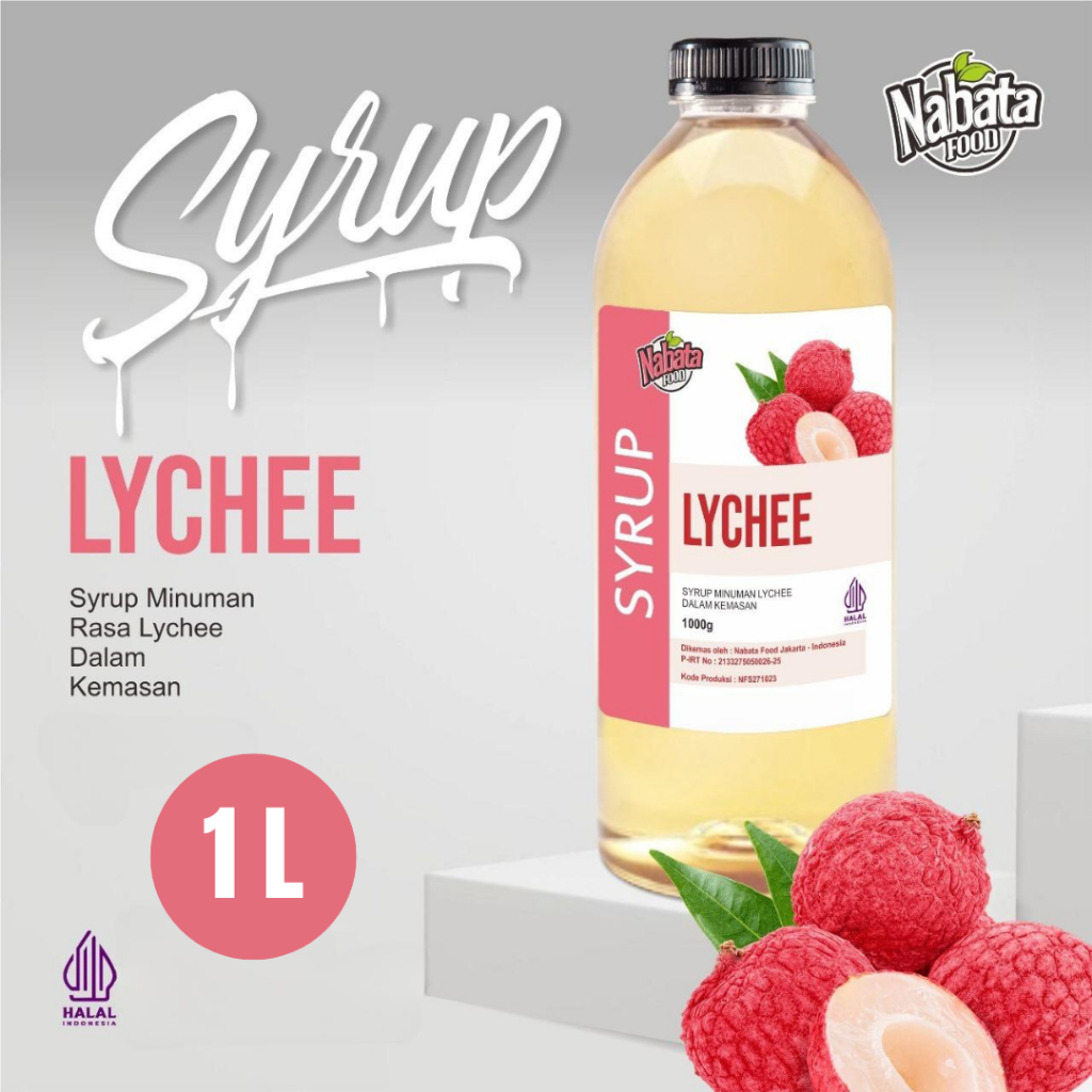 

Sirup Leci Premium 1 liter Nabata Food Syrup Lychee Botol | 1000 mL Lychee Syrup