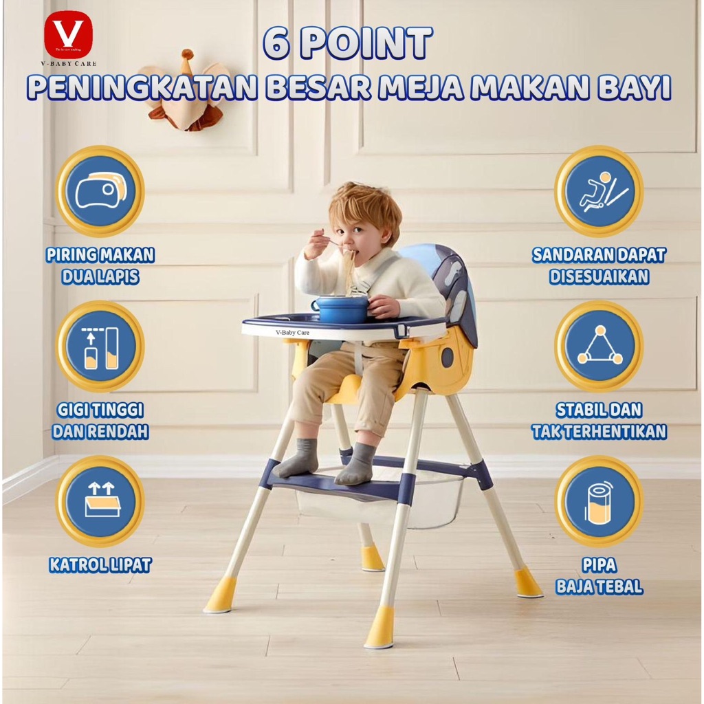 V-BABY CARE Kursi makan anak balita/Kursi makan bayi /kursi makan balita multifungsi/baby chair mult