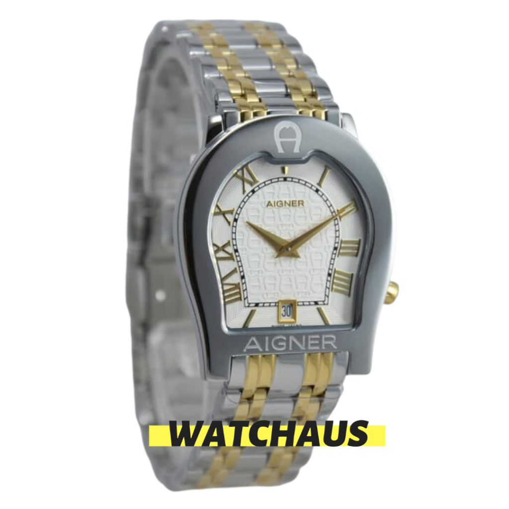 JAM TANGAN WANITA AIGNER RAVENNA A25146 AGA25146 A 25146 ANALOG SILVER GOLD STAINLESS STRAP