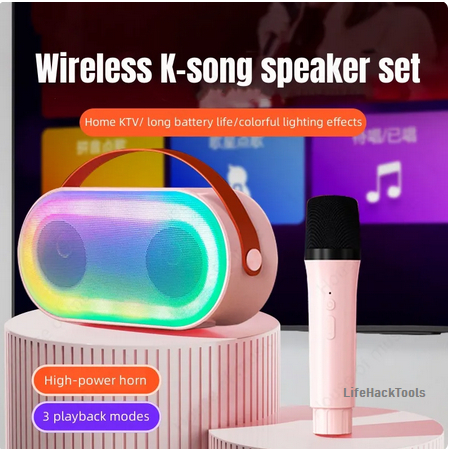 Speaker Bluetooth Karaoke Portable Microphone Karaoke Speaker Bluetooth RGB Hi-Fi Sounds Portable Wi