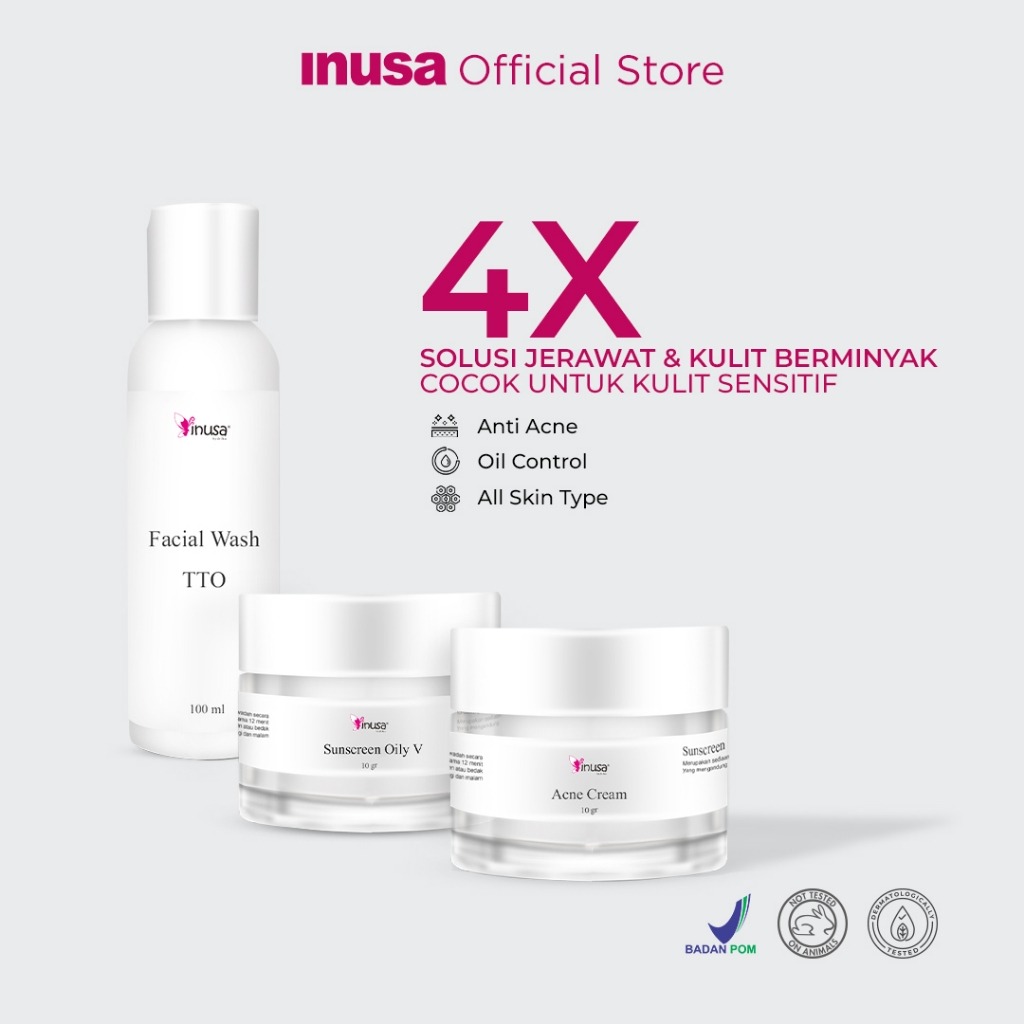 Inusa Paket Acne Premium Basic Skincare Kulit Berjerawat krim BPOM