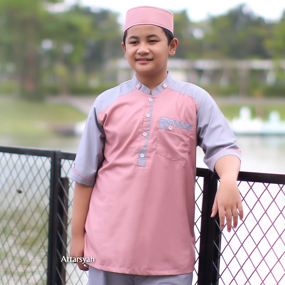 Baju Koko Anak Cowok 10-12 Tahun Remaja - Jumbo 12-16 Tahun Setelan Koko Anak Laki Laki Premium Atta