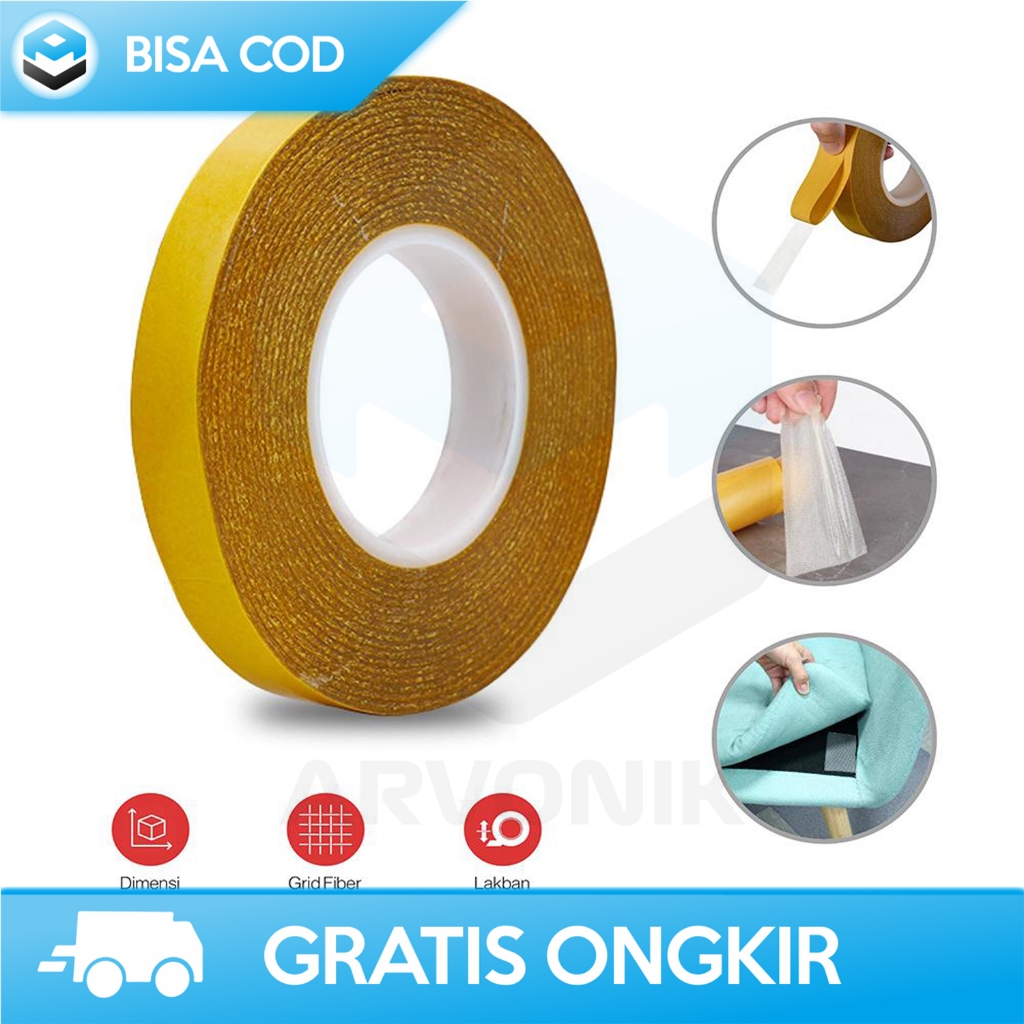 

DOUBLE TAPE SOLASI DUA SISI SUPER LENGKET DABEL TIP KUAT 10M 15MM DA30