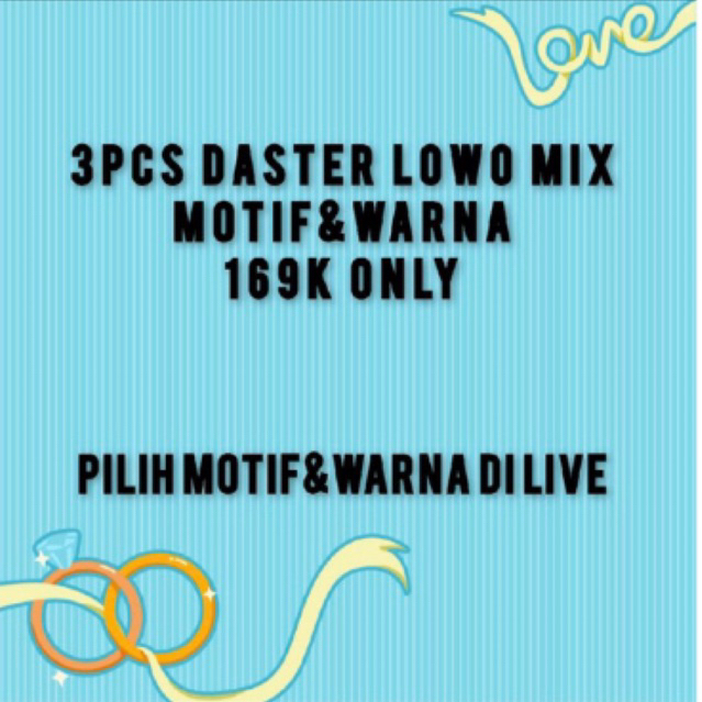 PAKET 3PCS DASTER LOWO JUMBO SOFT BUNGA BATIK CAP BUMIL MURAH
