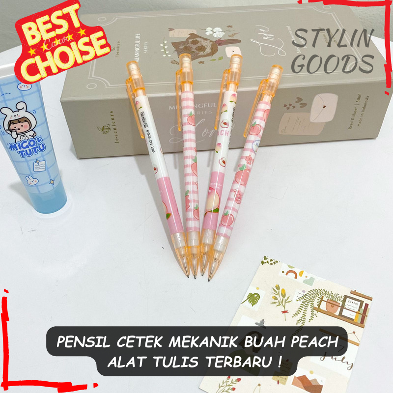

ALAT TULIS TERMURAH / 1 PCS PENSIL PENCIL + HAPUSAN CETEK MEKANIK MOTIF BUAH PEACH TRANSPARAN TERBARU DAN UNIK BISA COD