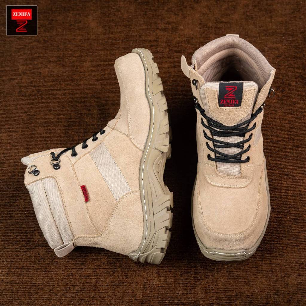 SEPATU SAFETY BOOTS GURUN PRIA GAYA 02 PDH PDL TNI POLRI KULIT SUEDE ASLI SATPOL PP SATPAM HANSIP MU