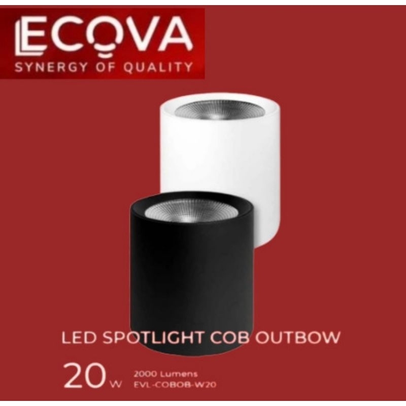 Downlight COB Outbow 20 Watt Natural White 4000K Body Hitam/Putih Ecova