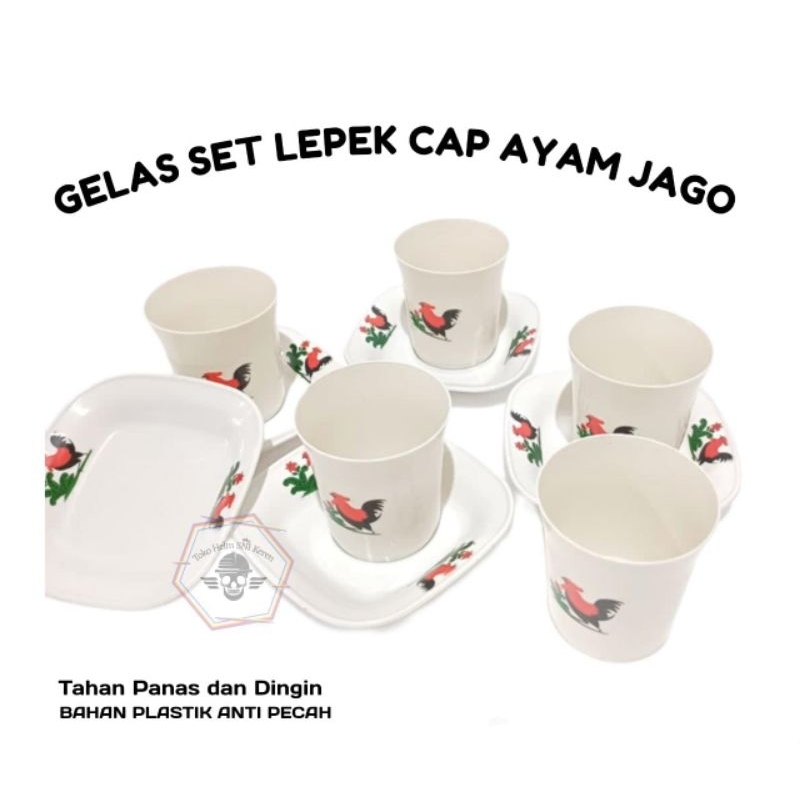 GELAS KOPI SET LEPEK CAP AYAM JAGO FREE BUBBLEWRAP