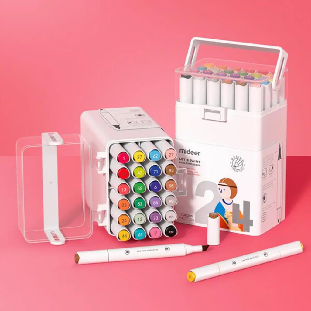 

Mideer Dual Tip Marker 24 24pcs Colors mainan edukasi spidol pen mewarnai anak