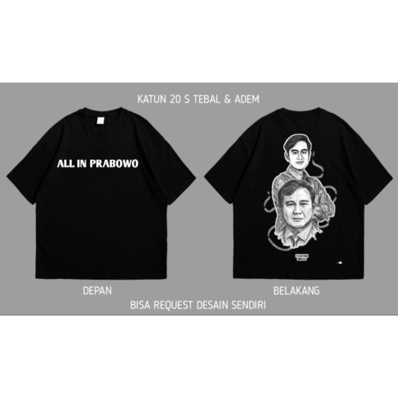 Kaos Prabowo Gibran Oversize Bahan Premium