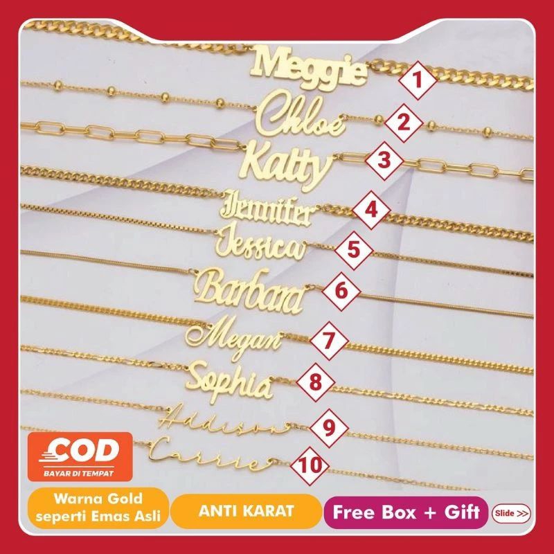 Kalung Ukir Nama Titanium