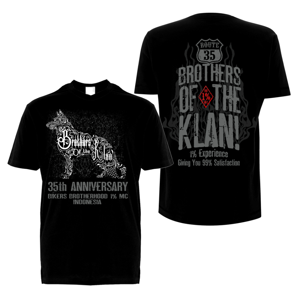 Kaos Bikers Brotherhood 1% MC Brothers of the klan Official BB1%MC 35th Anniversary T Shirt Harley Motor