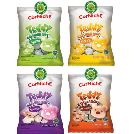 

➴❄❈ CORNICHE Marshmallow Teddy 70gr / Marshmellow / Marshmallows / Halal / Murah / Permen