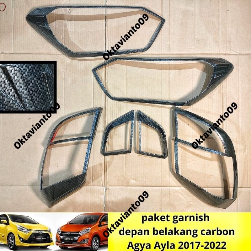 Paket garnish lampu depan belakang  Agya  Ayla 2017  2018 2022 carbon