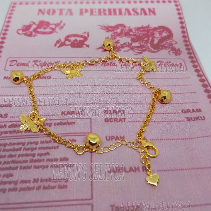 Terbatas gelang kaki emas muda kadar 88.9,gelang kaki emas wanita dewasa 3 gram asli  ,gelang perhia